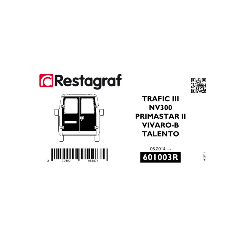 Kit de Fixations pour portes AR TRAFIC III 06.2014 → /NV 300 09.2016 → /VIVARO B 09.2014 → 08.2019 /TALENTO 06.2016 → 02.2022