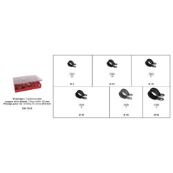 ASSORTMENT BOX OF RUBBER INSULATED CABLE CLAMP Ø 8 → 28 mm DIN 3016