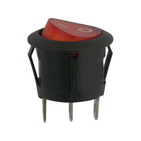 WIPSCHAKELAAR  Ø 20 mm 12 V - 15A / 3 ROOD VERLICHTE PENNEN