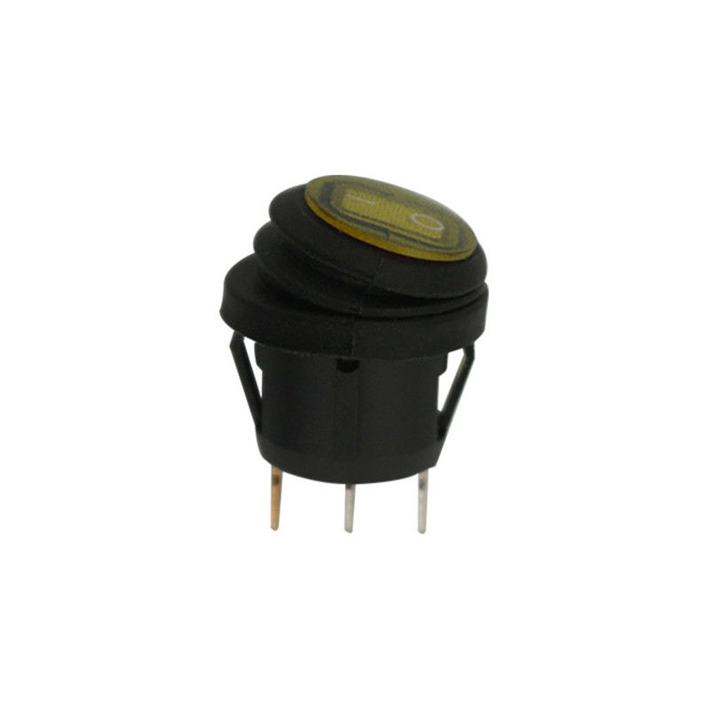 KIPPSCHALTER DICHT Ø 20 mm 12 V - 15A, 3-POLIG MIT GELBER LEUCHTANZEIGE