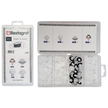 MINI-COFFRET D'ASSORTIMENT D'AGRAFES DE PANNEAUX TYPE CITROËN PEUGEOT