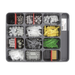 ASSORTMENT TRAY OF WINDSCREEN MOULDING CLIPS AND WEDGES CITROËN-PEUGEOT TYPE