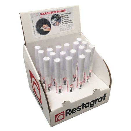 PRÉSENTOIR DE 18 MARQUEURS BLANC POUR PNEU