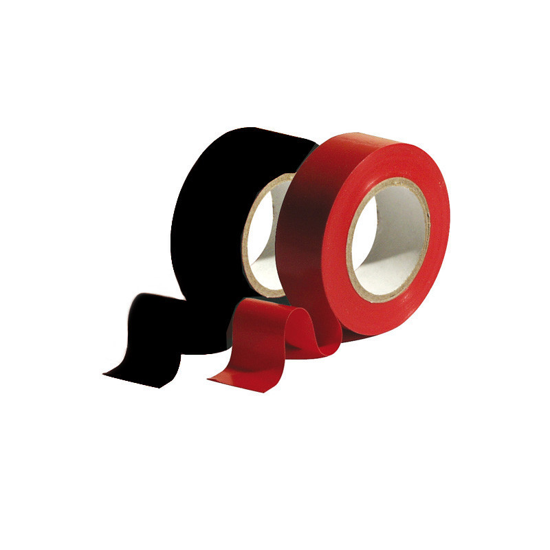 ASSORTMENT OF BLACK AND RED PVC ADHESIVE TAPE / 10 METERS ROLLS