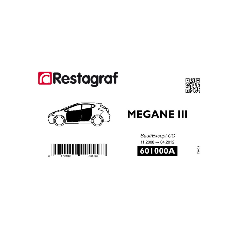 Kit de Fixations pour portes MEGANE III (Phase 1) sauf Cabriolet 11.2008 → 04.2012