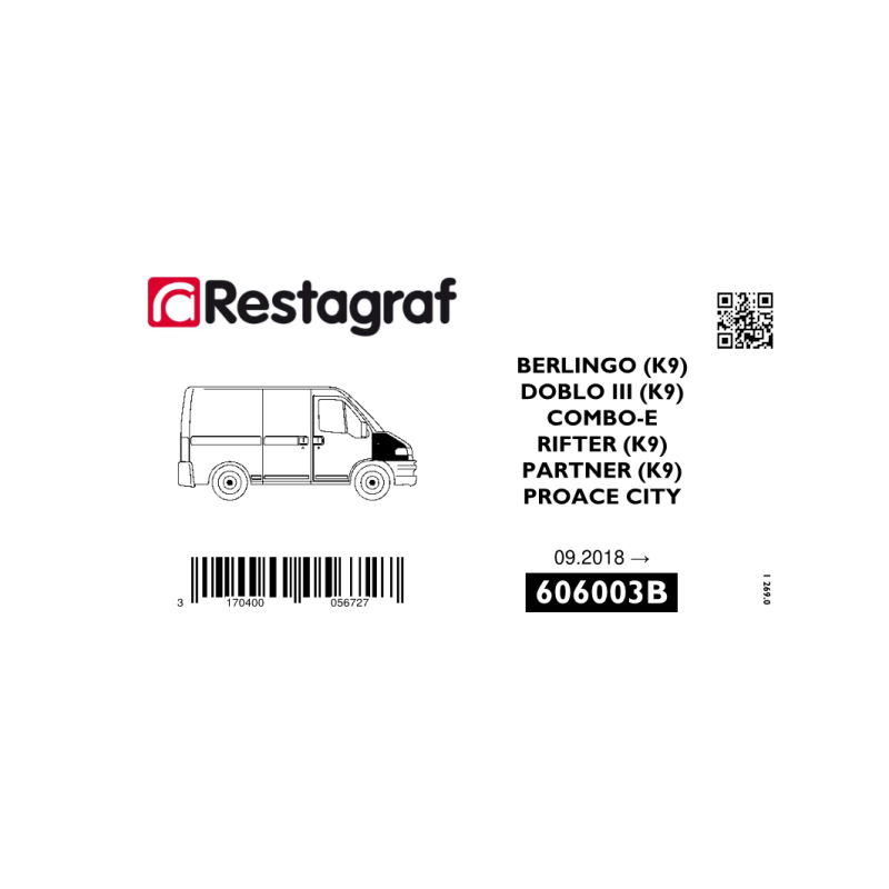 Kit de Fixations pour aile AV BERLINGO / DOBLO III / COMBO-E / RIFTER / PARTNER / PROACE CITY (K9 TTY) 09.2018 →