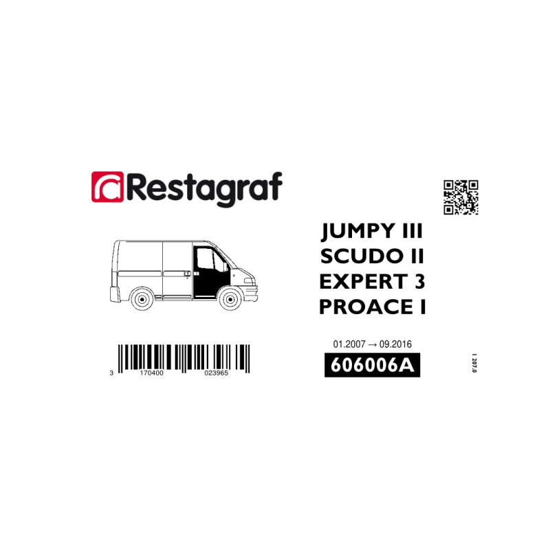 Fasteners kit for front doors EXPERT 3 / JUMPY III / SCUDO II / PROACE I 01.2007 → 09.2016