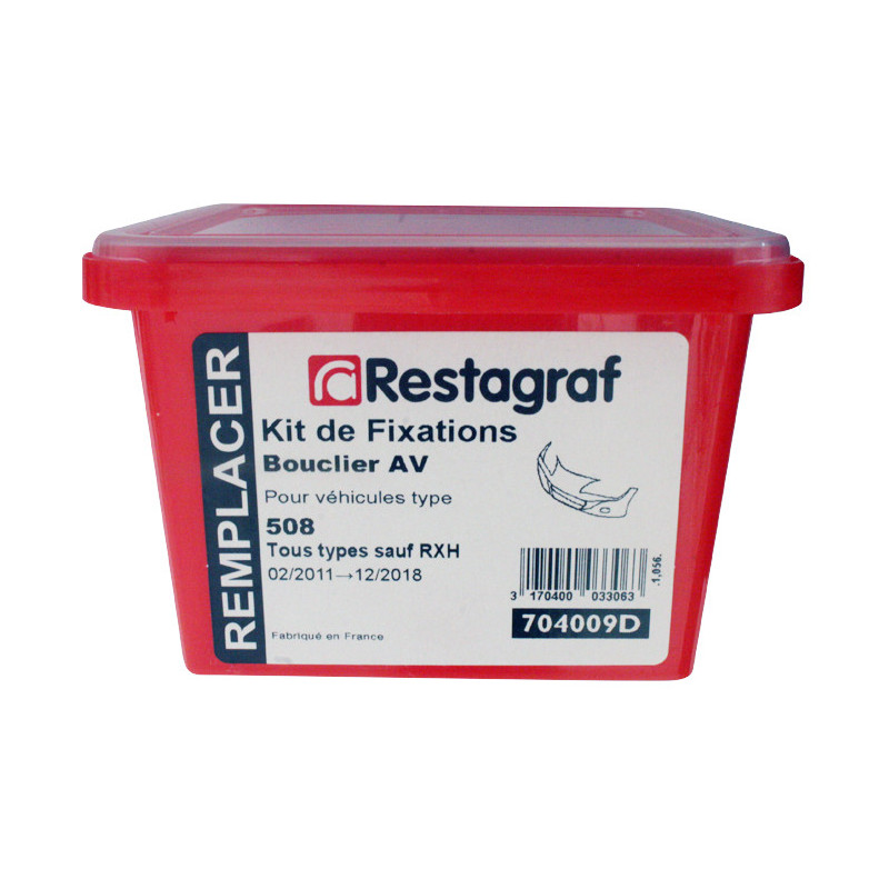 Kit met bevestigingsmateriaal voor Voorbumper 508 Alle modellen m.u.v. RXH 02.2011 → 12.2018