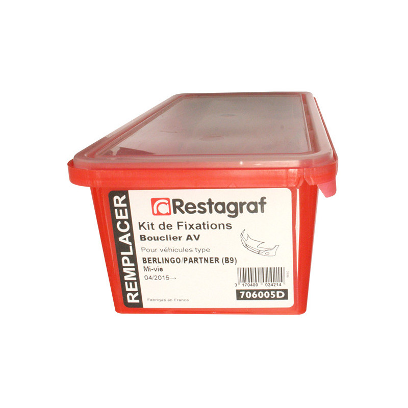 Kit de Fixations pour Bouclier AV BERLINGO / PARTNER (B9) VP/VU Phase 3 04.2015 →