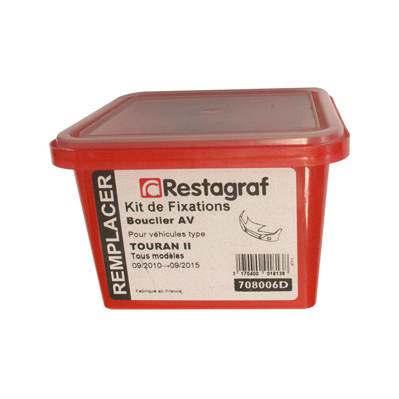 Kit met bevestigingsmateriaal voor Voorbumper TOURAN II Alle modellen 09.2010 → 09.2015