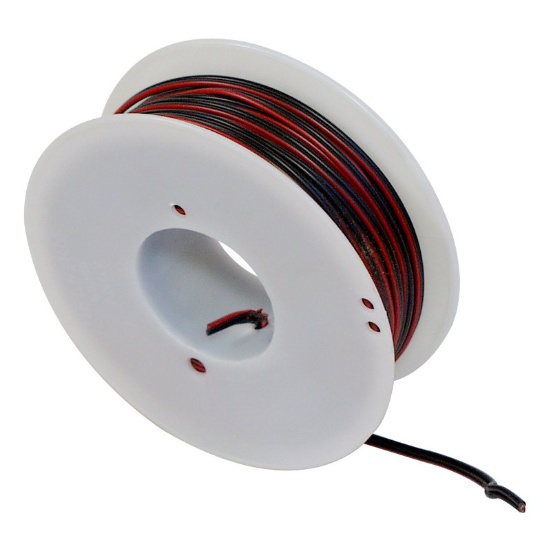 COIL OF 25 METERS ELECTRIC WIRE 2 X 0,5 mm² BLACK/ RED FOR LOUD SPEAKER