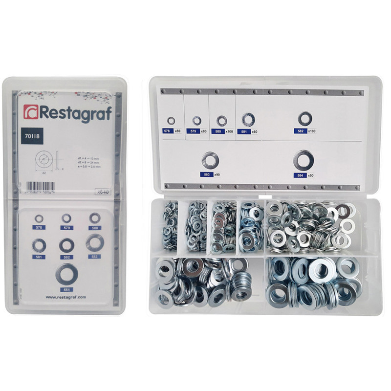 MINIKOFFER MET VERSCHILLENDE PLATTE SLUITRINGEN SERIE Z  Ø 4 → 12 mm