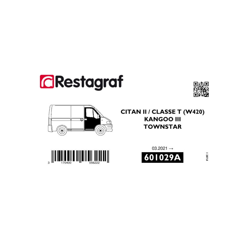 Kit de Fixations pour portes AV KANGOO III 03.2021 → / TOWNSTAR 01.2022 → / CITAN II / CLASSE T (W420) 10.2021 →