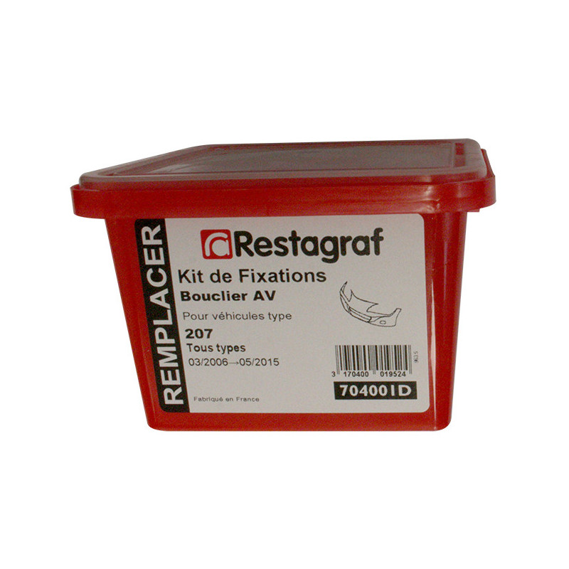 Kit de Fixations pour Bouclier AV 207 Tous modèles 03.2006 → 12.2012
