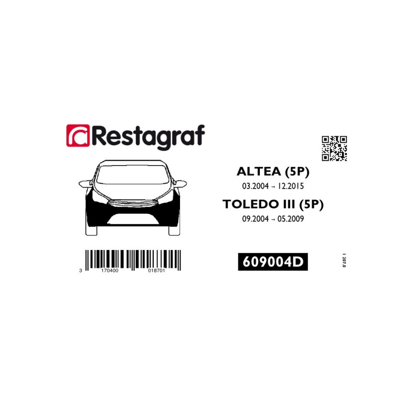 Fasteners kit for front bumper ALTEA / TOLEDO (5P) All versions 03.2004 → 12.2015