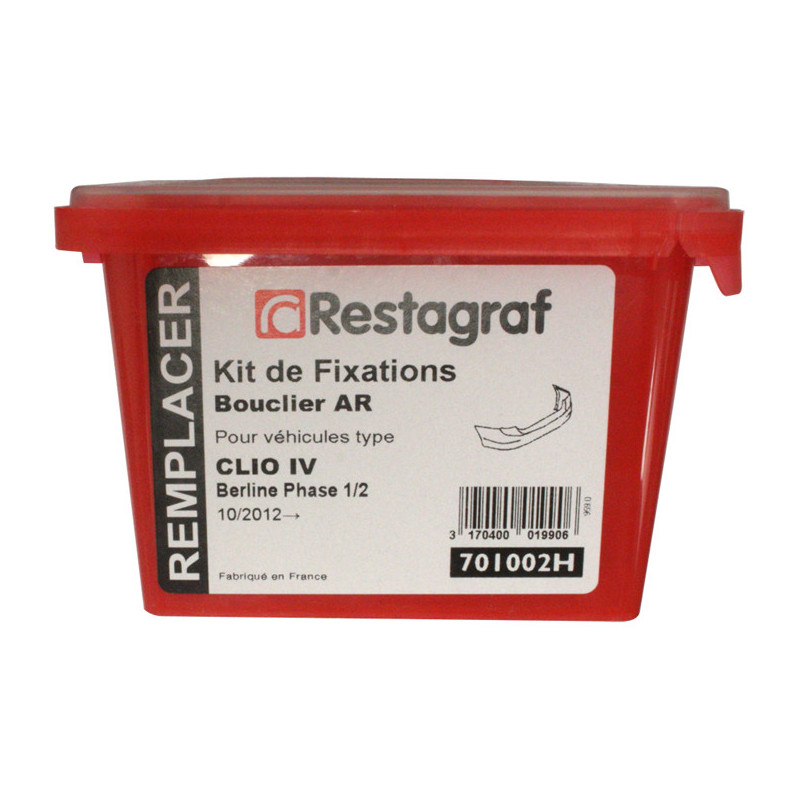 Kit de Fixations pour Bouclier AR CLIO IV Berline Phase 1-2 10.2012 →