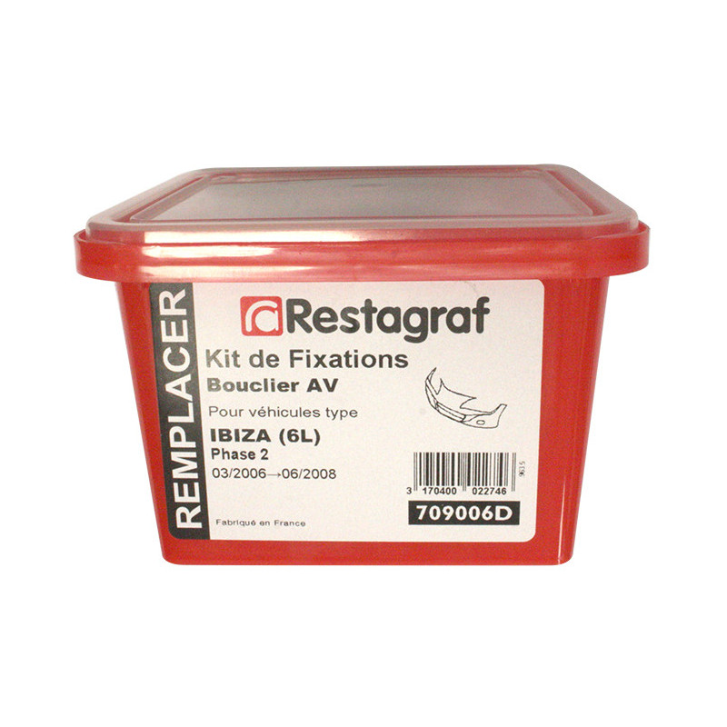 Kit met bevestigingsmateriaal voor Voorbumper IBIZA (6L) Fase 2 03.2006 → 06.2008