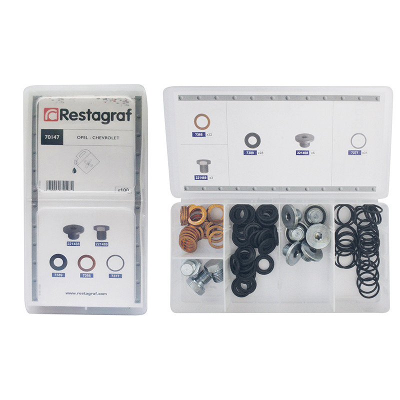 ASSORTMENT BOX OF DRAIN PLUGS AND SEALING RINGS OPEL TYPE