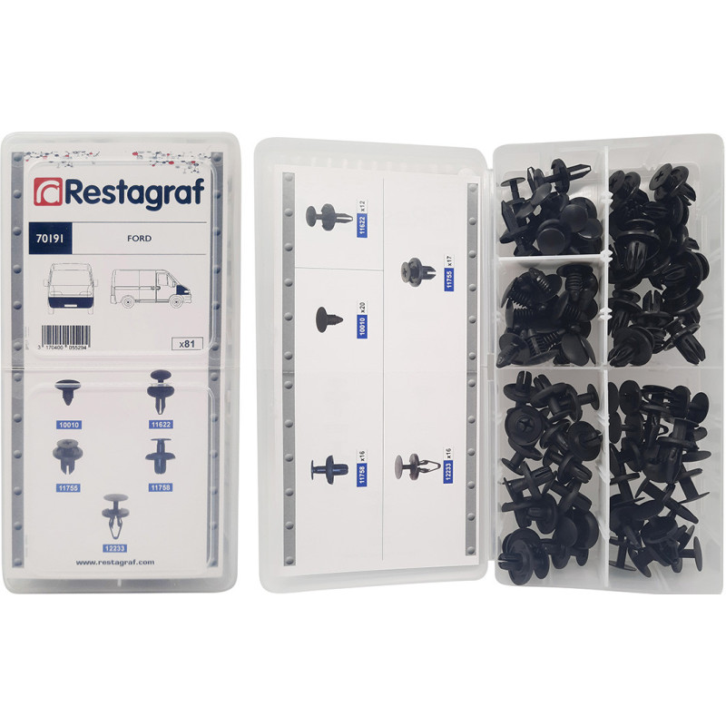 ASSORTIMENTDOOS BUMPER- EN VLEUGELCLIPS FORD VAN TYPE