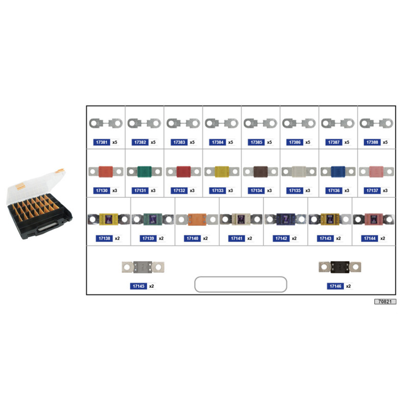 COFFRET D'ASSORTIMENT DE FUSIBLES MIDI, MEGA ET RUBAN HSB