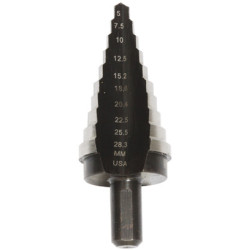 CONICAL STEP DRILL MULTI-DIAMETER 10 STEPS Ø 5 → 28,3 mm