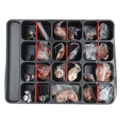 ASSORTMENT TRAY OF DRAIN PLUGS AND SEALING RINGS