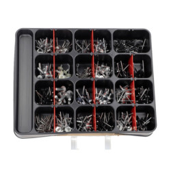 PLATEAU D'ASSORTIMENT DE RIVETS POUR HABILLAGE EXTÉRIEUR (PARE-CHOC / AILE / MOULURE / VITRAGE)