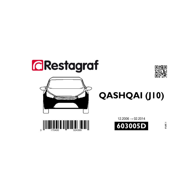 Kit de Fixations pour bouclier AV QASHQAI (J10) Toutes versions 12.2006 → 02.2014