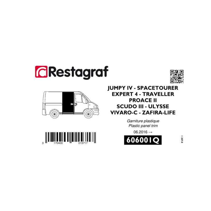 Fasteners kit for sliding side doors EXPERT IV TRAVELLER / JUMPY IV SPACETOURER with Plastic trim 10. 2016 →