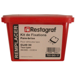 Kit de Fixations pour Pare-brise CLIO III Tous modèles 09.2005 → 12.2014
