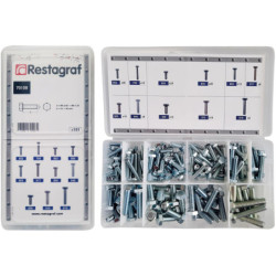 MINIKOFFER MET METAALSCHROEVEN MET ZESKANTKOP WIT ZINK CL8.8 M5-0.80 → M8-1.25 DIN 933