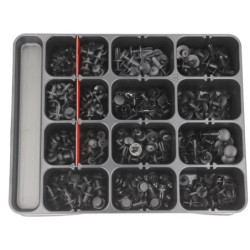 ASSORTMENT TRAY OF PLASTIC RIVETS  MULTI-MANUFACTURER