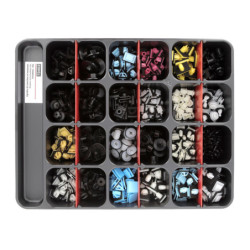 ASSORTMENT TRAY OF BUMPERS AND MOULDINGS CLIPS HYUNDAI - KIA TYPE