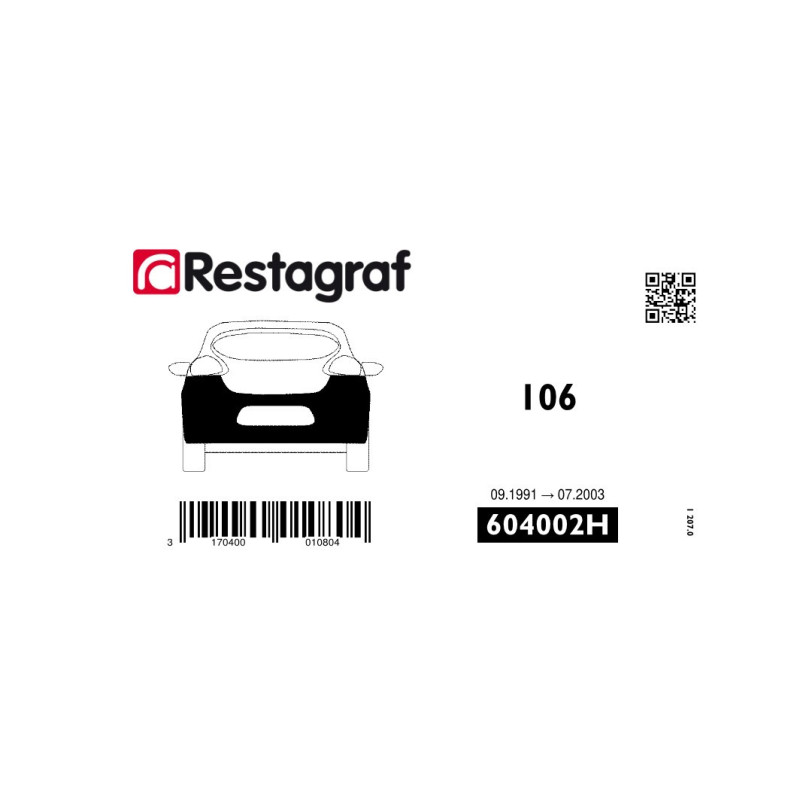 Fasteners kit for rear bumper 106 (Phase 2) 04.1996 → 07.2003