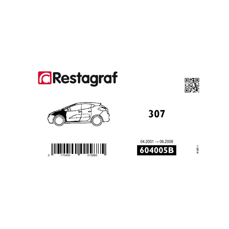 Kit de Fixations pour aile AV 307 Toutes versions 04.2001 → 06.2008