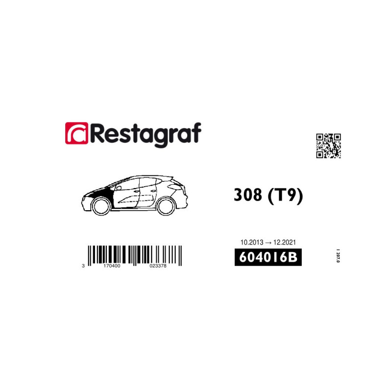 Fasteners kit for front fender 308 (T9) 10.2013 →12.2021