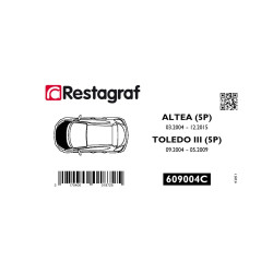 Befestigungssatz für motorhaube ALTEA / TOLEDO III 03.2004 → 12.2015