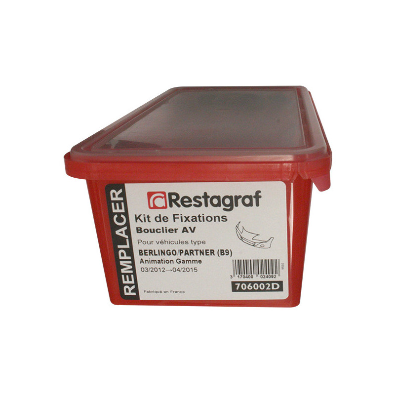 Kit de Fixations pour Bouclier AV BERLINGO / PARTNER (B9) VP/VU Phase 2 03.2012 → 04.2015