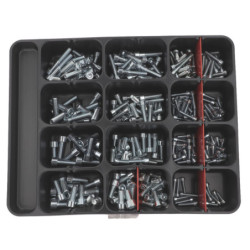 PLATEAU D'ASSORTIMENT DE VIS À MÉTAUX CHC CL8.8 ZN BLANC M5-0.80 → M10-1.50 DIN 912