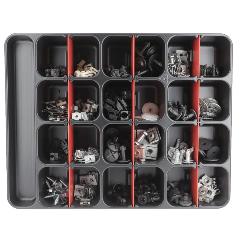 PLATEAU D'ASSORTIMENT DE FIXATIONS CARÉNAGES SOUS MOTEUR TYPE AUDI-SEAT-SKODA-VOLKSWAGEN