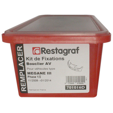 Kit de Fixations pour Bouclier AV MEGANE III Phase 1-2 sauf RS-GT et GT Line 11.2008 → 01.2014