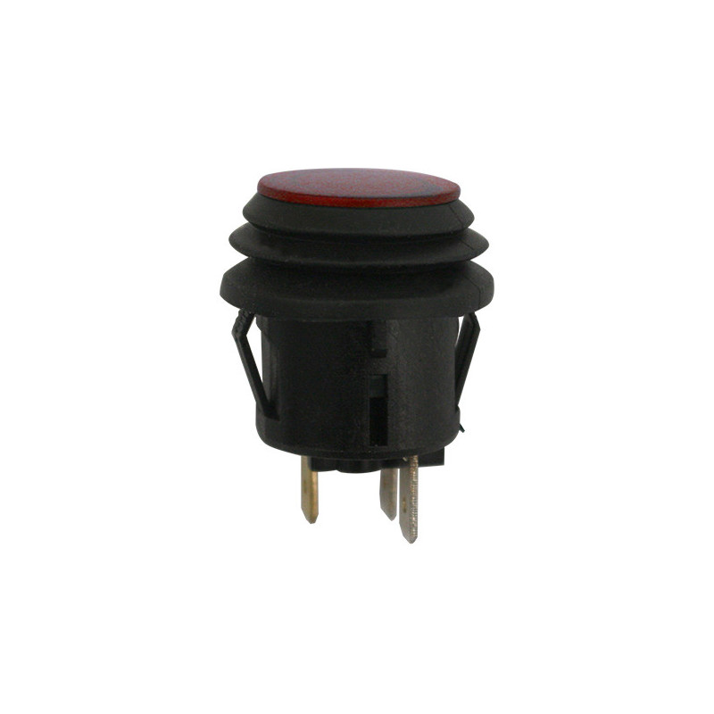 INTERRUPTEUR POUSSOIR ÉTANCHE Ø 20 mm 12V - 20A / 3 BROCHES LUMINEUX ROUGE