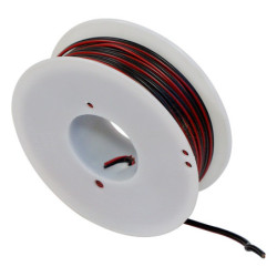 BOBINE DE 25 MÈTRES DE FIL ÉLECTRIQUE 2 X 0,5 mm² NOIR/ROUGE POUR HAUT-PARLEUR