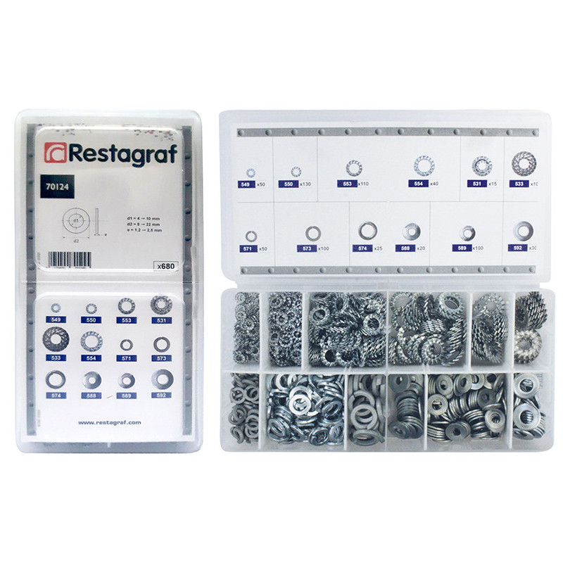 ASSORTMENT BOX OF VARIOUS WASHERS Ø 4 → 12 mm