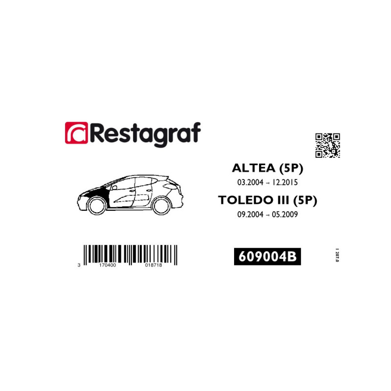 Fasteners kit for front fender ALTEA / TOLEDO III (5P) 03.2004 → 12.2015