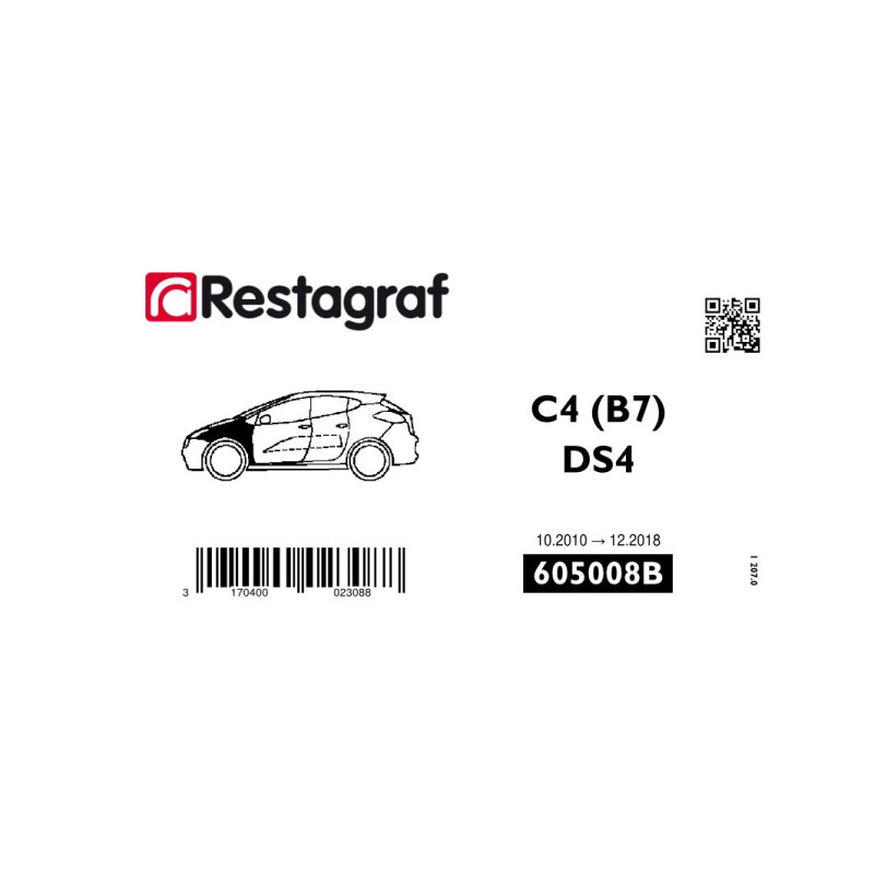 Fasteners kit for front fender C4 (B7) / DS4 alls models 10.2010 → 12.2018