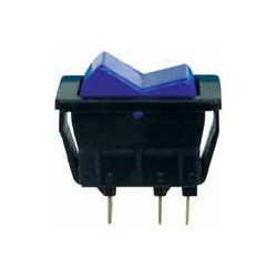 INTERRUPTEUR À BASCULE 18,3 X 36,3 mm 12V - 12A (3 BROCHES AVEC TÉMOIN BLEU)