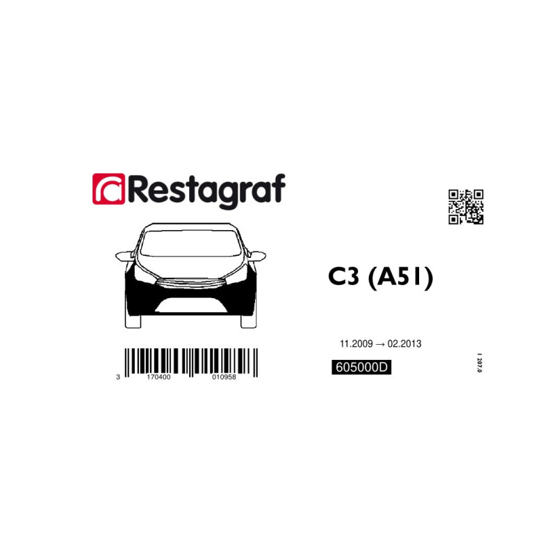 Kit de Fixations pour bouclier AV C3 (A51) (Phase 1) 11. 2009 → 03.2013