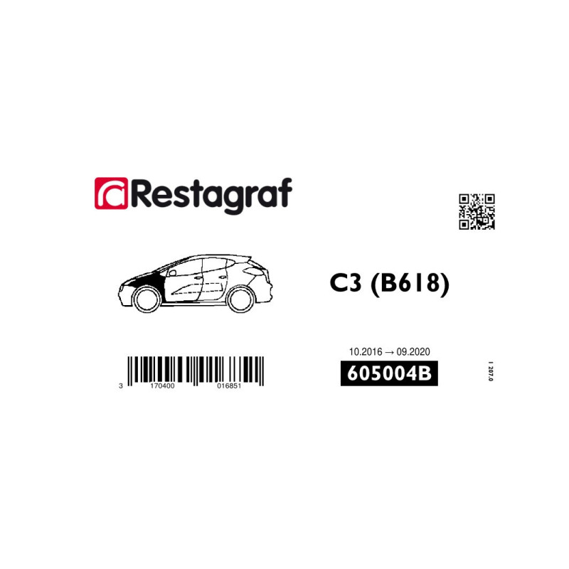 Kit de Fixations pour aile AV C3 (B618)(Phase 1) 10.2016 → 09.2020