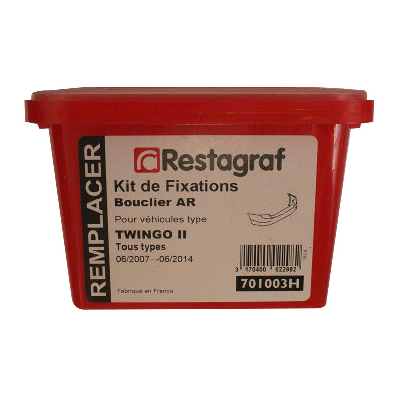 Fasteners Kit for Rear bumper TWINGO II All models 06.2007 → 06.2014